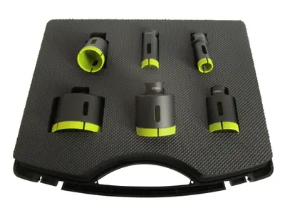 Set 6 carote diamantate pt. gresie portelanata & piatra - diam. 20, 25, 35, 40, 50, 68 (mm) - Super Premium - DXDH.80406.Satz6.20-68