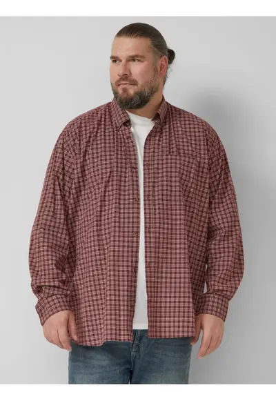 Big Sizes Camasa casual - barbati big sizes - cu imprimeu in carouri - Regular fit - Rosu