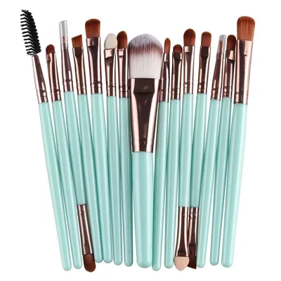 Set 15 Pensule Profesionale Pentru Machiaj, Verzi AS04