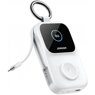 Baterie Externa Wireless Joyroom JR-W19, 5000mAh, 20W, QC + PD, 1 x Lightning - 1 x QI - 2 x USB-C, Alba