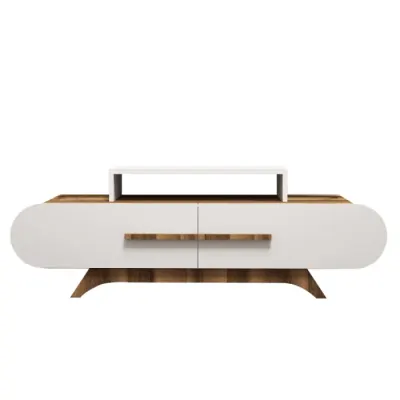 Comoda TV ROSE, nuc + alb, 145x36,8x49,8 cm