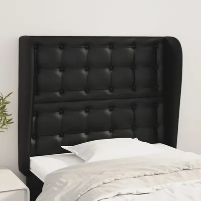 vidaXL Tăblie de pat cu aripioare, negru, 93x23x118/128 cm, piele eco