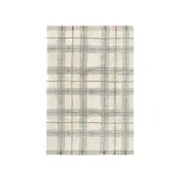 Covor crem-verde salvie lavabil, țesut manual din bumbac 140x190 cm Tartan Blue Sage – Lorena Canals