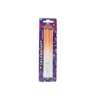 Set 6 lumânări pentru tort, Celebright, somon degrade, bază albă, 15 cm