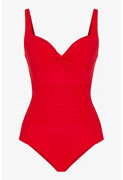 Costum de baie intreg cu drapaje - Rosu