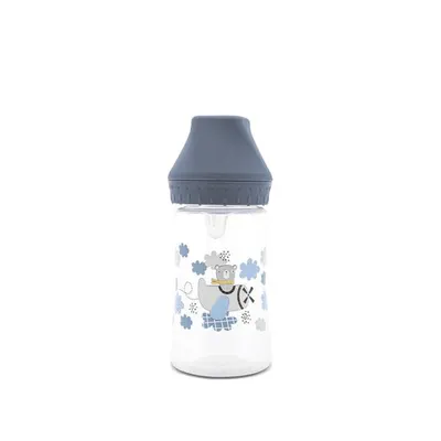 Biberon cu gat larg My Friend Cameo Blue tetina moale din silicon, 0 luni+, 250 ml