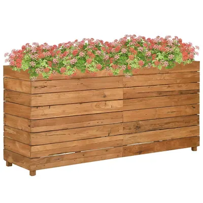 vidaXL Strat înălțat, 150x40x72 cm, lemn de tec reciclat și oțel