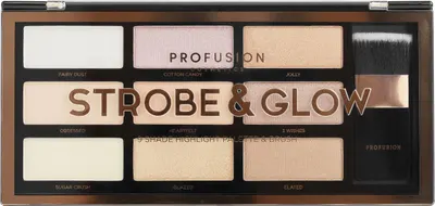 Profusion Cosmetics Paletă cu sclipici Strobe & Glow, 9 culori