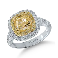 Inel din aur alb-galben cu diamante galbene de 2.31ct si diamante transparente de 0.87ct