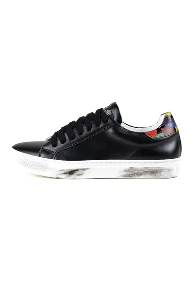 Pantofi sport de piele cu imprimeu - Negru/Verde pal/Alb optic