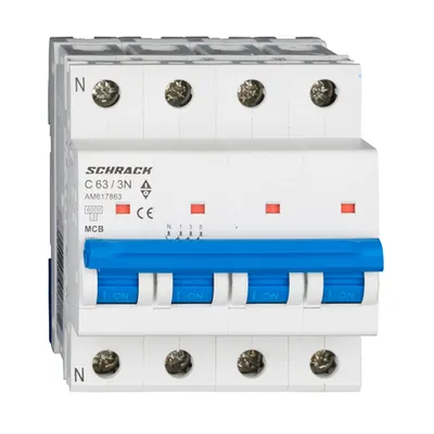 Intreruptor automat modular (MCB) AMPARO 6kA, C 63A, 3P+N