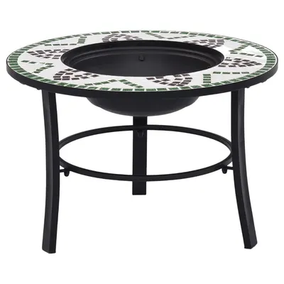 Gossi vatra de foc cu mozaic, verde, 68 cm, ceramica