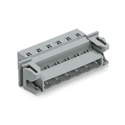 1-conductor male connector; Snap-in flange; 2.5 mm²; Pin spacing 7.5 mm; 16-pole; 2,50 mm²; gray