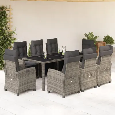 Gossi set mobilier gradina cu perne, 9 piese, gri, poliratan