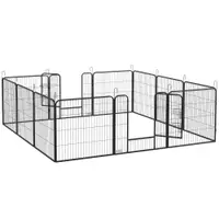 PawHut Gard pentru Câini, Incintă Modulară pentru Câini din 8 Secții pentru Interior și Exterior, 80x100 cm, Negru | Aosom Romania