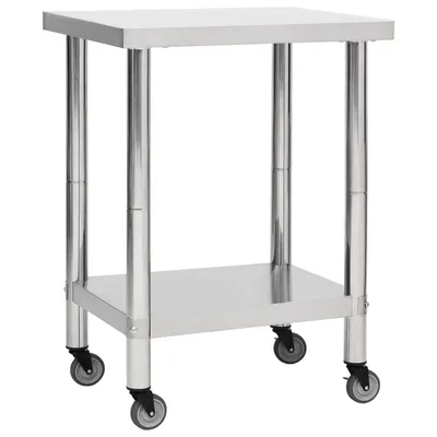 Gossi masa de lucru bucatarie cu roti, 80x45x85 cm, otel inoxidabil