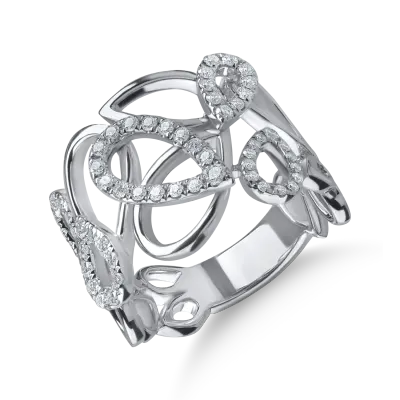 Inel geometric din aur alb cu diamante de 0.5ct