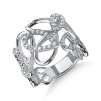 Inel geometric din aur alb cu diamante de 0.5ct