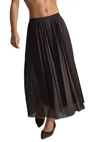 Fusta maxi - Textil - Maro inchis - Talie inalta