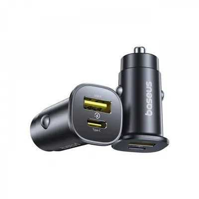 Incarcator Auto Baseus GoTrip, 30W, 3A, 1 x USB-A - 1 x USB-C, Negru C00072300123-00