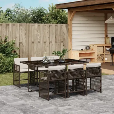 Gossi set mobilier de gradina cu perne, 7 piese, maro, poliratan