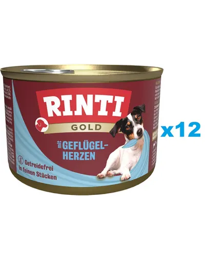 RINTI Gold Poultry hearts Mini 12x185 g hrana caine talie mica, inimi pasare