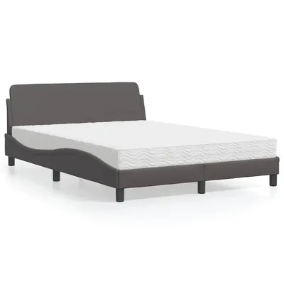 vidaXL Pat cu saltea, Dover, gri, 120x200 cm, piele ecologică
