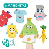 Set 6 papusi de mana Procesul de reciclare, cu ghid pedagogic si 2 povesti in limba engleza