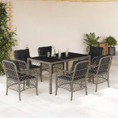 Gossi set mobilier de gradina cu perne, 7 piese, gri, poliratan