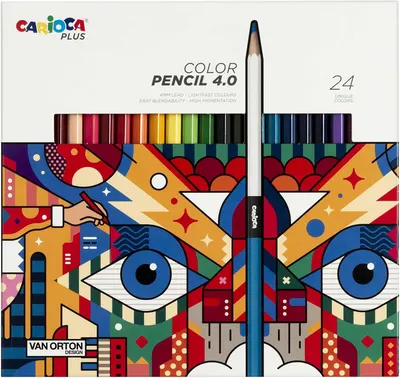 Set creioane colorate Carioca Plus - Van Orton, 4.0 mm, 24 culori