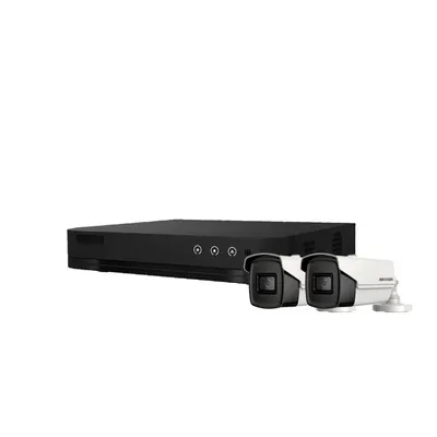 Sistem supraveghere exterior basic HikVision, 2 camere, 5 MP, IR 60 m, 2.8 mm