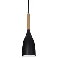 Pendul Manhattan, 1 bec, dulie E14, D:110mm, H:500/1440mm, Negru cu insertie de lemn natural