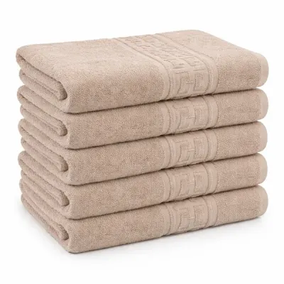 Set 5 prosoape mari 70x130cm, din 100% bumbac pakistanez, 500g, Bej