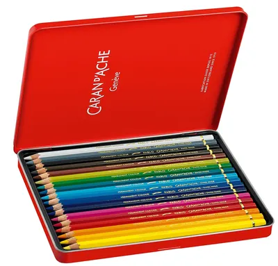 Creioane de culoare Caran d'Ache Pablo – 18 culori, cutie metalica