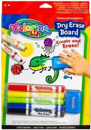 Tablă albă pentru desenat Colorino Kids - cu markere și burete