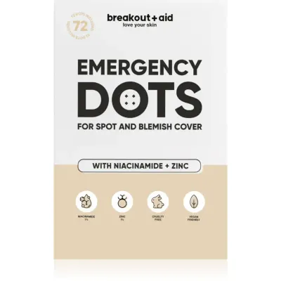 breakout + aid Emergency Dots For Spots and Blemishes tratament topic pentru acnee cu niacinamidă și zinc 72 buc