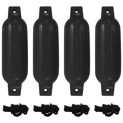 vidaXL Bară de protecție barcă, 4 buc., negru, Ø 11x40 cm, PVC