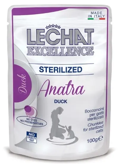 Hrana Umeda Pentru Pisici, LeChat Excellence Steril, Cu Rata, 100g 100g