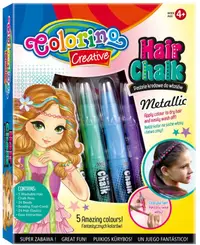 Set pasteluri pentru păr Colorino Creative - Pentru fete, 5 culori metalice