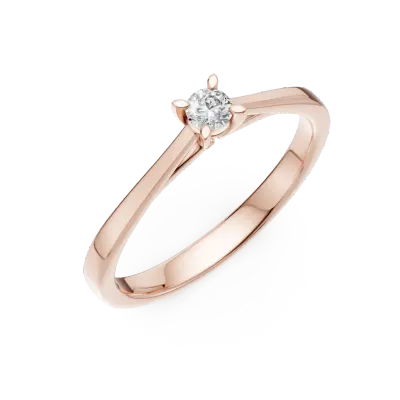 Inel de logodna din aur roz cu un diamant solitaire de 0.1ct