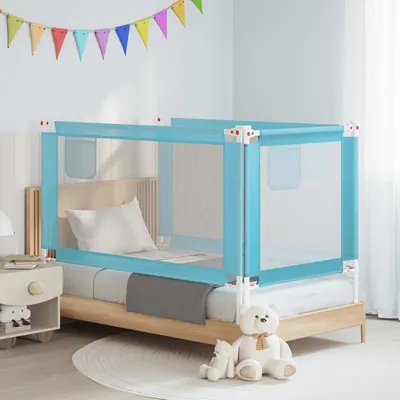 vidaXL Balustradă de protecție pat copii, albastru, 150x25 cm, textil