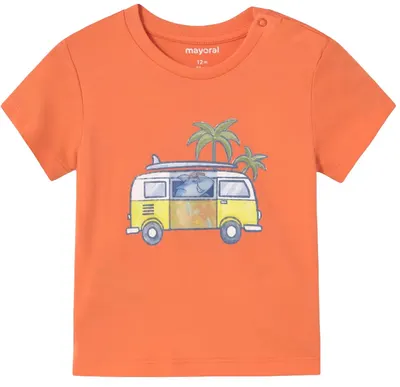 Tricou cu mânecă scurtă Mayoral - Microbuz, coral, play, 6 luni