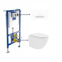 Set vas wc suspendat, tornado, alb, Fluminia Ricci cu rezervor incastrat si clapeta de actionare dual-flush, alba cu 2 butoane, VilleroyBoch ViConnect