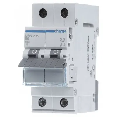 Siguranta automata 2P, 6A, 6kA, B, Hager MBN206