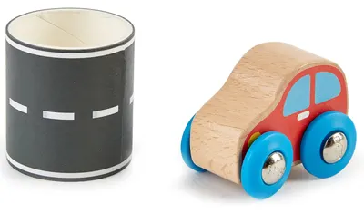 Set de joc HaPe International - Masinuta din lemn cu traseu pe lenta sticker