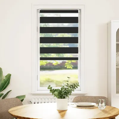 vidaXL Jaluzea Zebră 80,9x150 cm Lățime material 76,7 cm negru