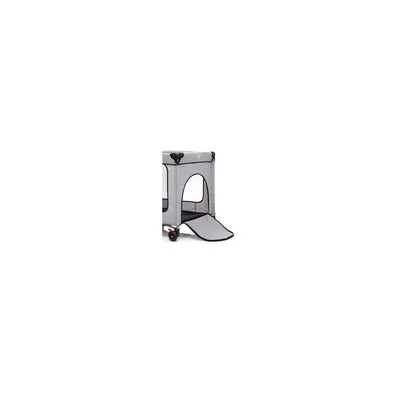 Patut pentru copii Fillikid Standard Melange grey pliabil, prevazut cu usita si roti, dimensiuni 125x66x76 cm, greutate maxim suportata 15 kg