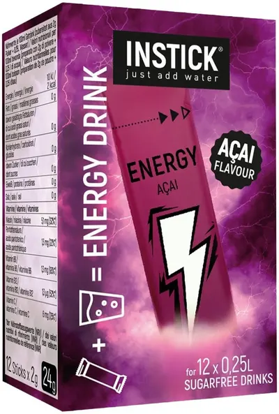 Băutură instant energizantă, acai, 12 x 2 g, Instick