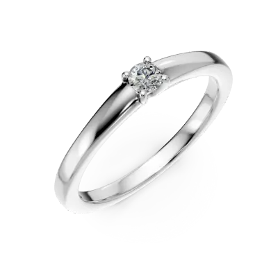 Inel de logodna din aur alb cu diamant solitaire de 0.095ct