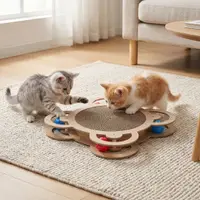 Sisal pentru pisici, cu 4 biluțe, formă floricică, 35.5x35.5x5 cm, colecția Cats